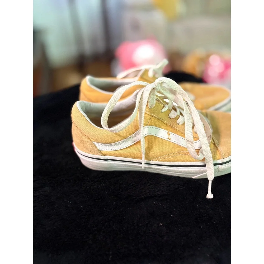 Vans Old Skool Mustard Yellow Canvas Suede‎ Low Top Sneakers Mens 5 Womens 6.5